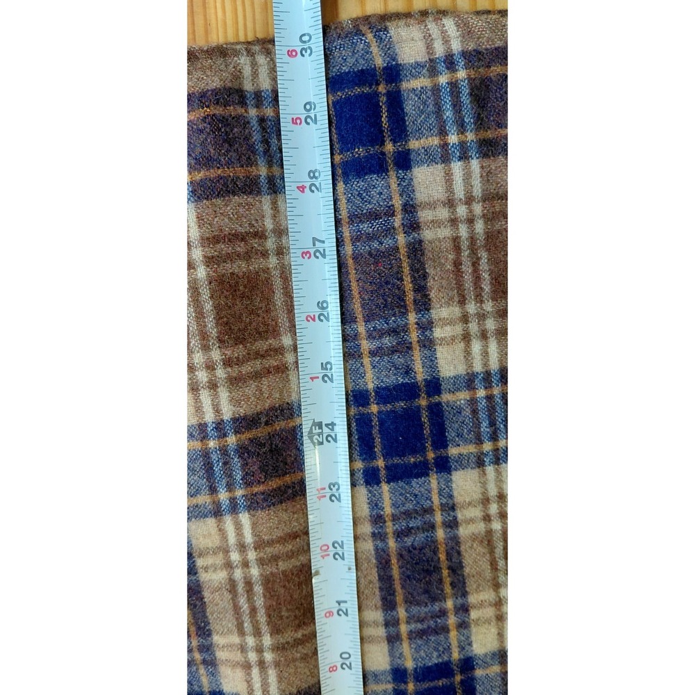 Vintage KMart Plaid Flannel Shirt Large Brown Button Up Board Shirt Wool 70s - Picture 8 of 9